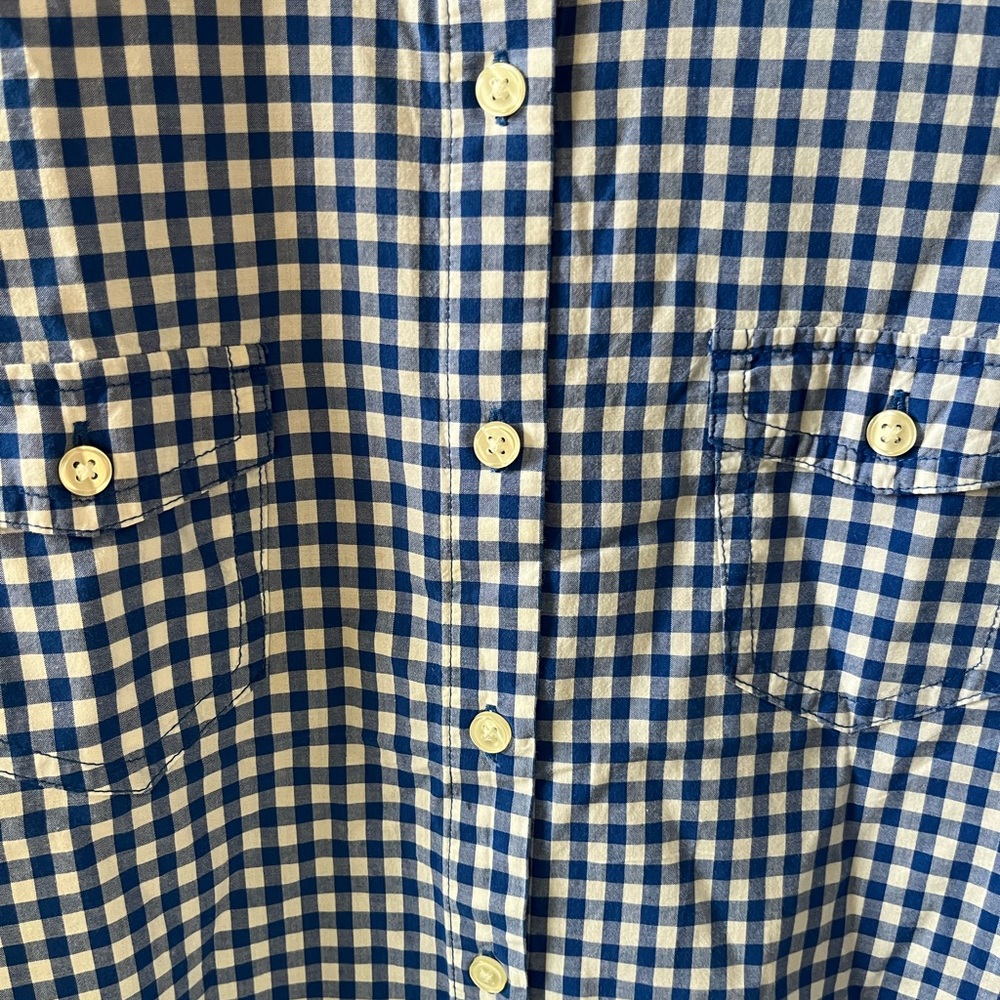 Old Navy Girls Blue White Gingham 100% Cotton Button-Down Shirt Size S/P - Picture 2 of 8